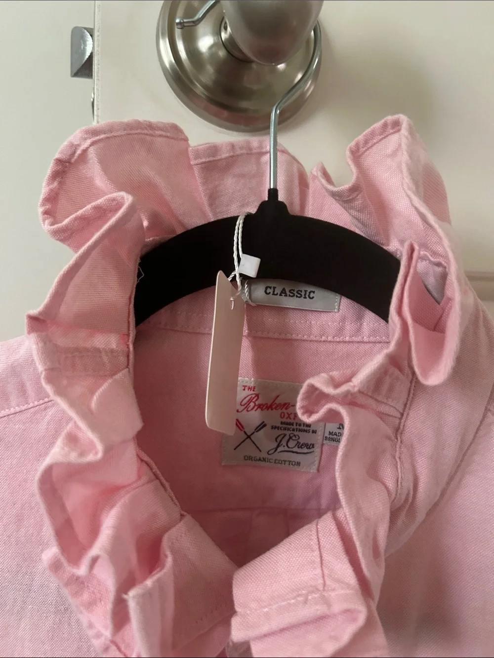 J. Crew Pink Oxford Ruffle-Collar Button-Down Shirt